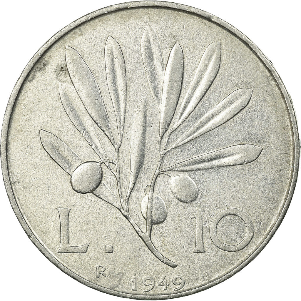 Italien Münze 10 Lire | Fliegender Pegasus | Olivenzweig | Frucht | KM90 | 1946 - 1950
