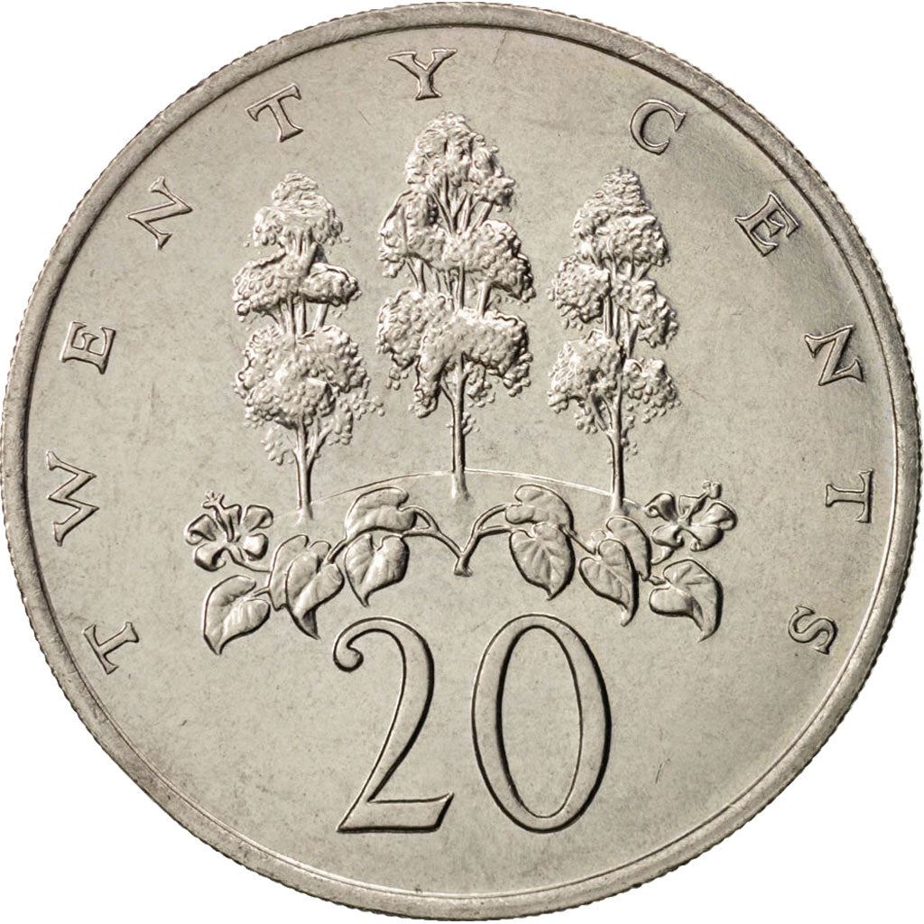 Jamaica | 20 Cents Coin | Mahoe trees | Km:48 | 1969 - 1990