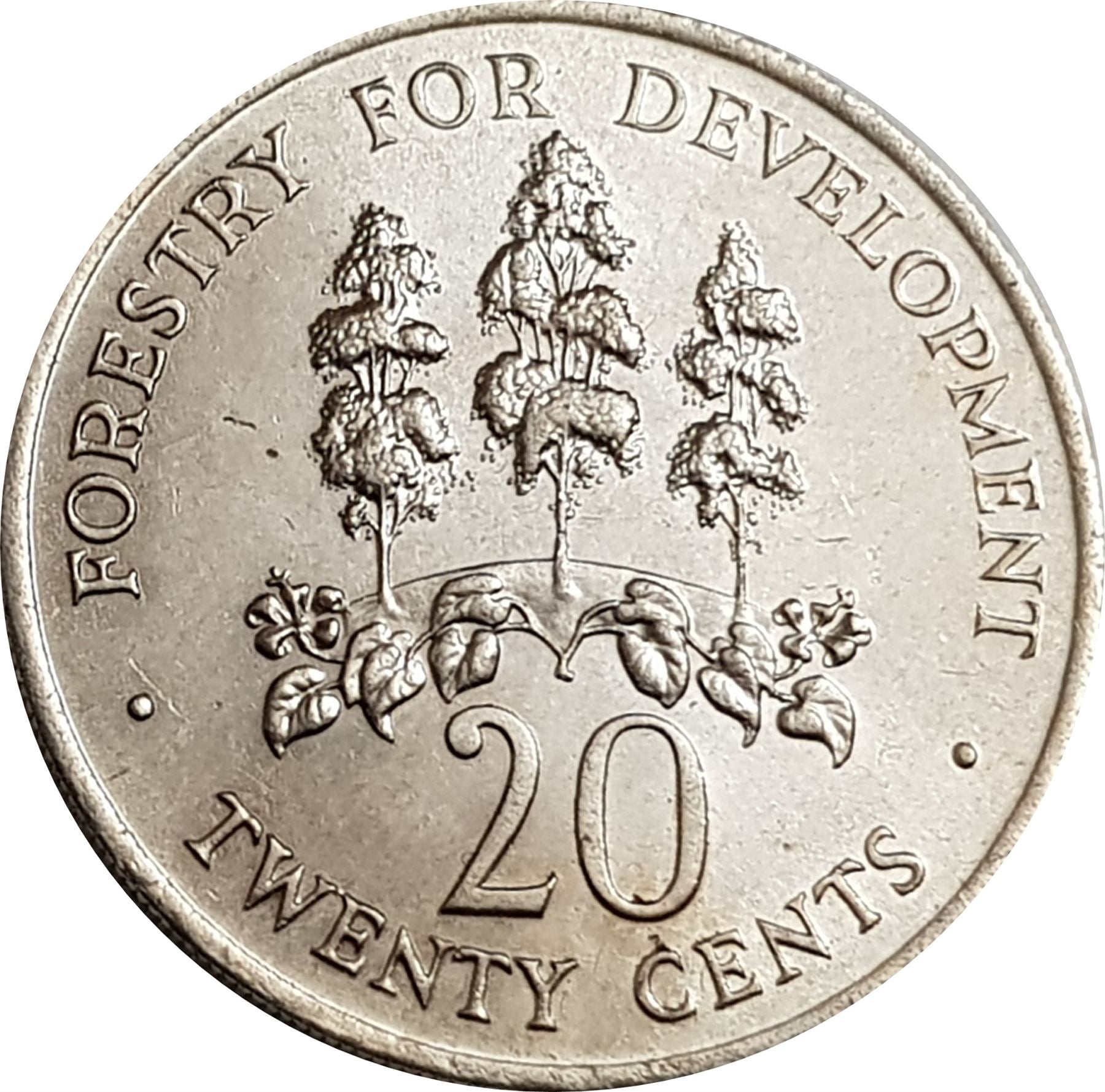 Moneda de Jamaica | Moneda de 20 Centavos | Árbol Mahoe | KM69 | 1976 - 1987