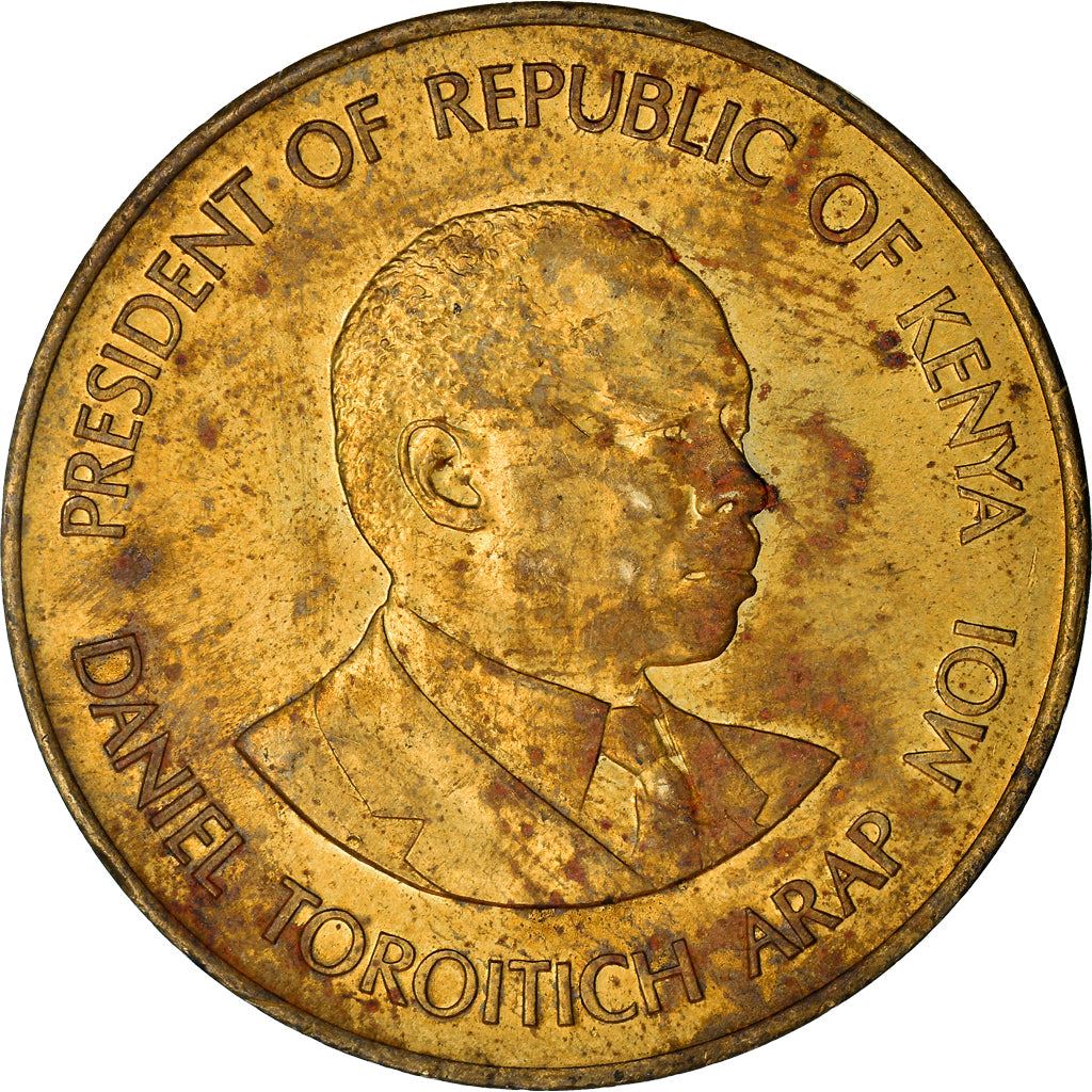 Kenya 10 Cent | Lejon | Spjut | Östafrikansk Sköldmynt | KM18 | 1978 - 1991