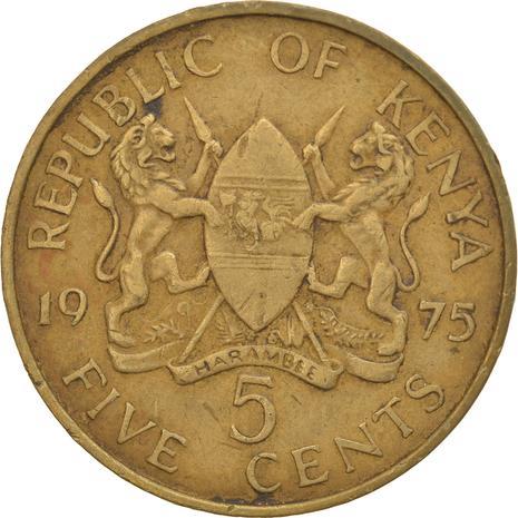 Kenya 5 Cent | Jomo Kenyatta 1963 - 1978 Mynt | KM10 | 1969 - 1978