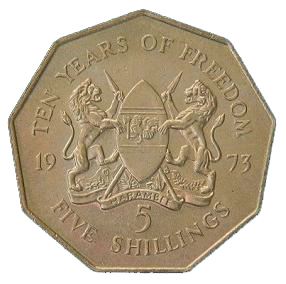 Kenya 5 Shillings Coin | KM16 | 1973