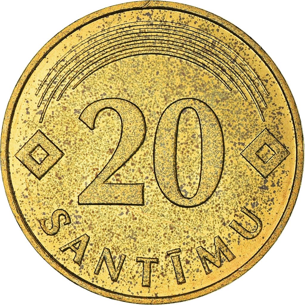 Latvia Coin Latvian 20 Santimu | KM22.1 | 1992 - 2009