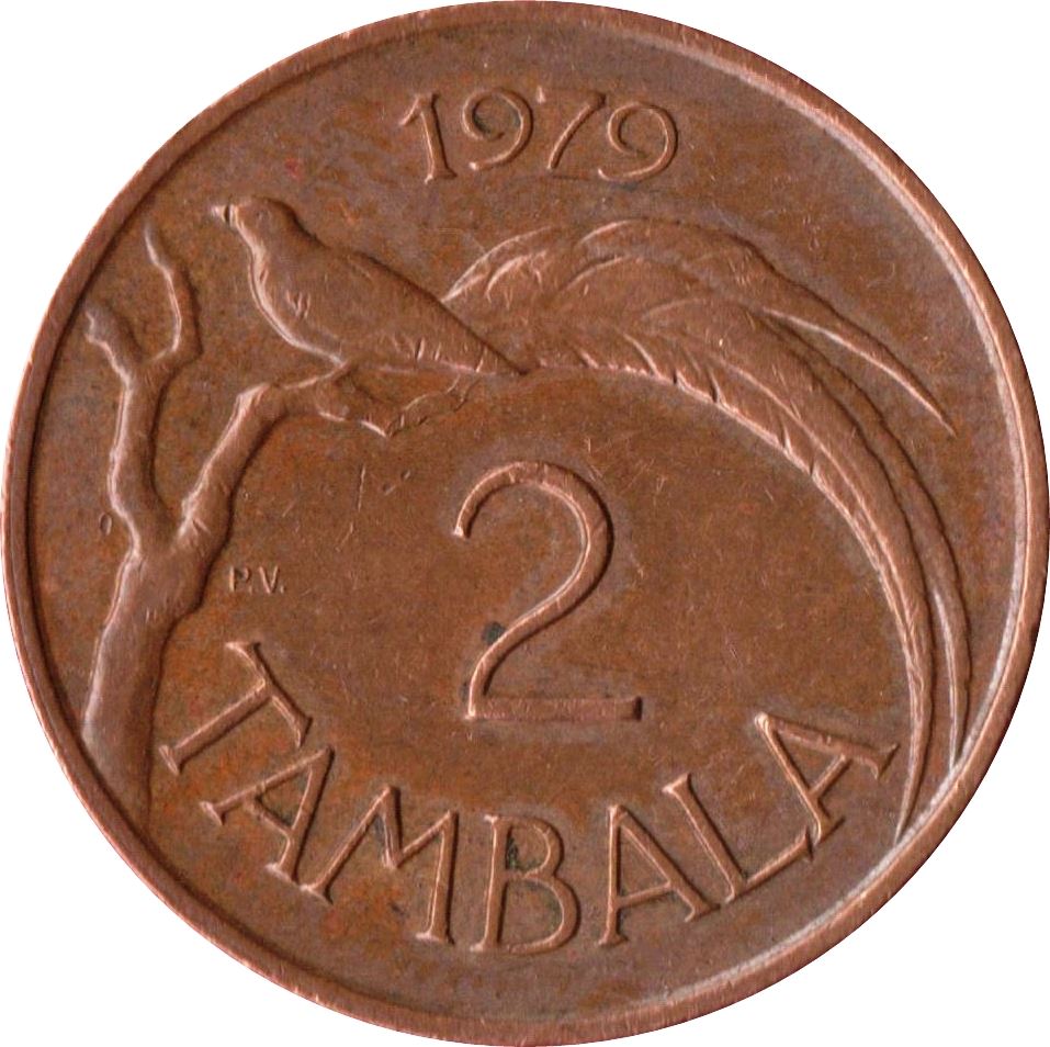Malawi 2 Tambala Mønt | Hastings Banda | Paradise Whydah Fugl | KM8 | 1971 - 1982