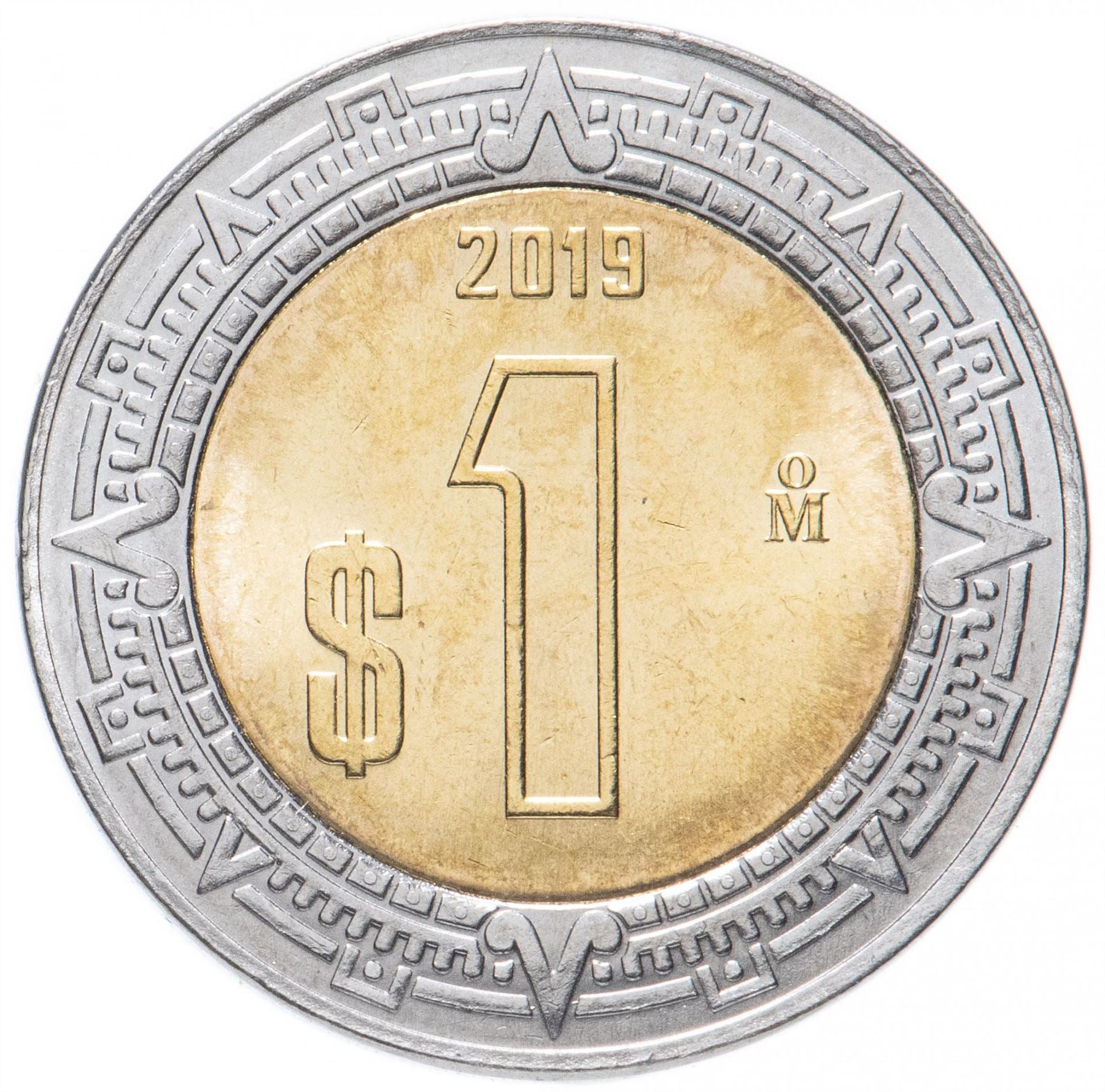 Mexiko 1 Peso Mynt | Aztekisk kalender | Piedra del Sol | Gyllene Örn | Ring av Prakt | KM603 | 1996 - 2021
