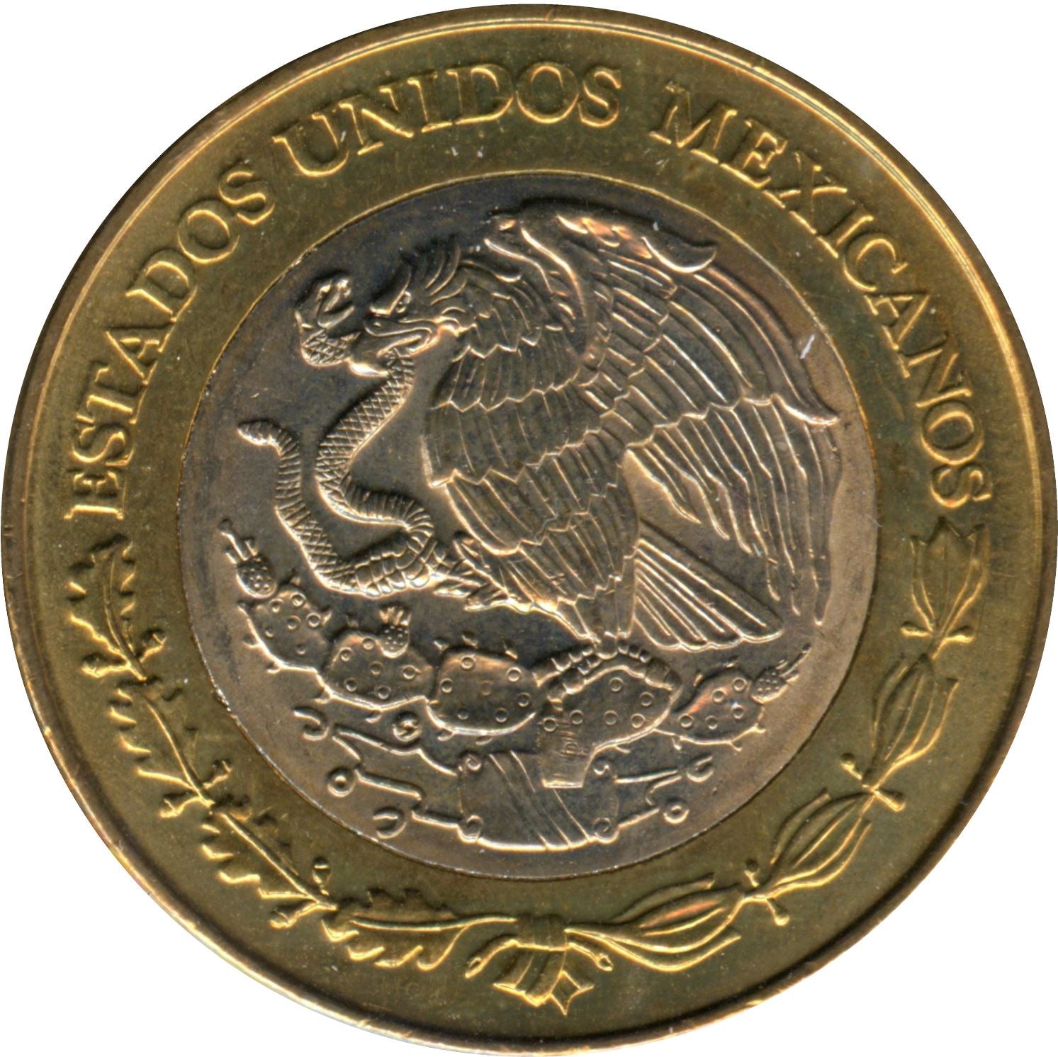 Mexico | 20 Pesos Coin | Xiuhtecuhtli | Crest | Eagle | Aztec deity | KM637 | 2000 - 2001