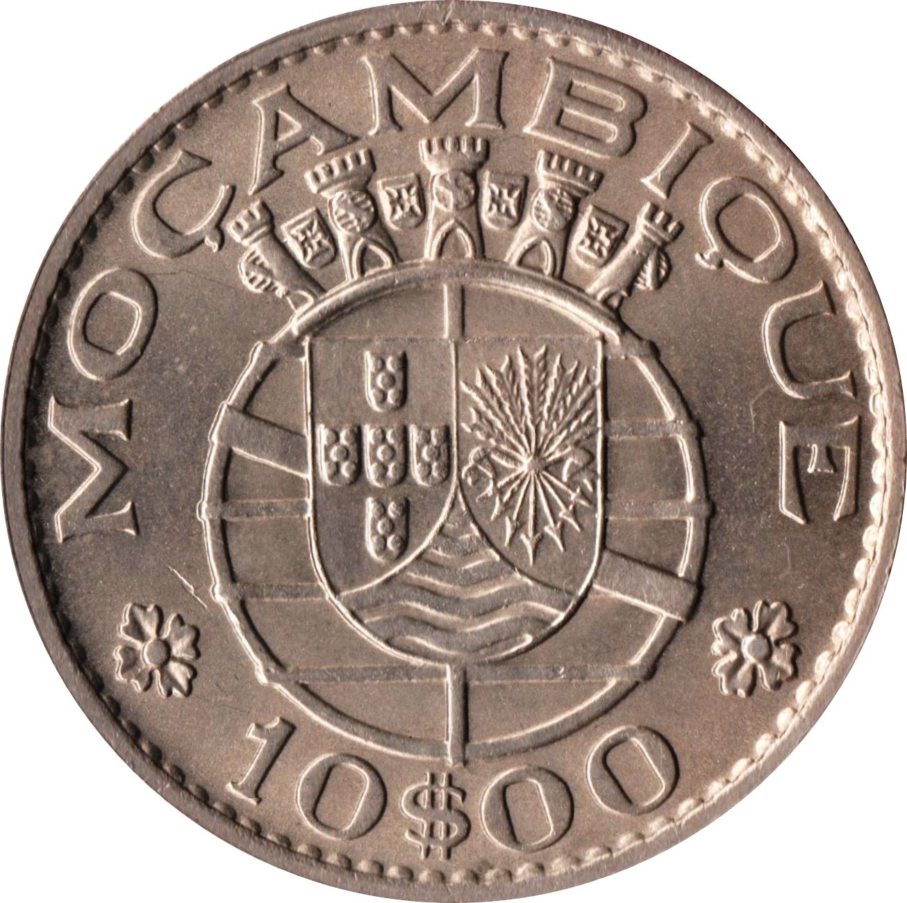 Moneta 10 Escudos Mozambico | Ordine Militare di Cristo | KM79b | 1968 - 1974