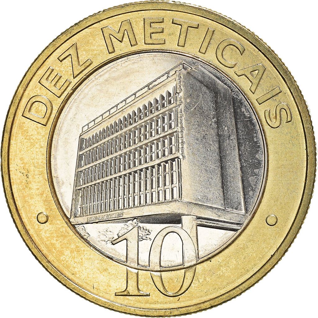 Mozambique | 10 Meticais Coin | Bank Building | KM140 | 2006 - 2012