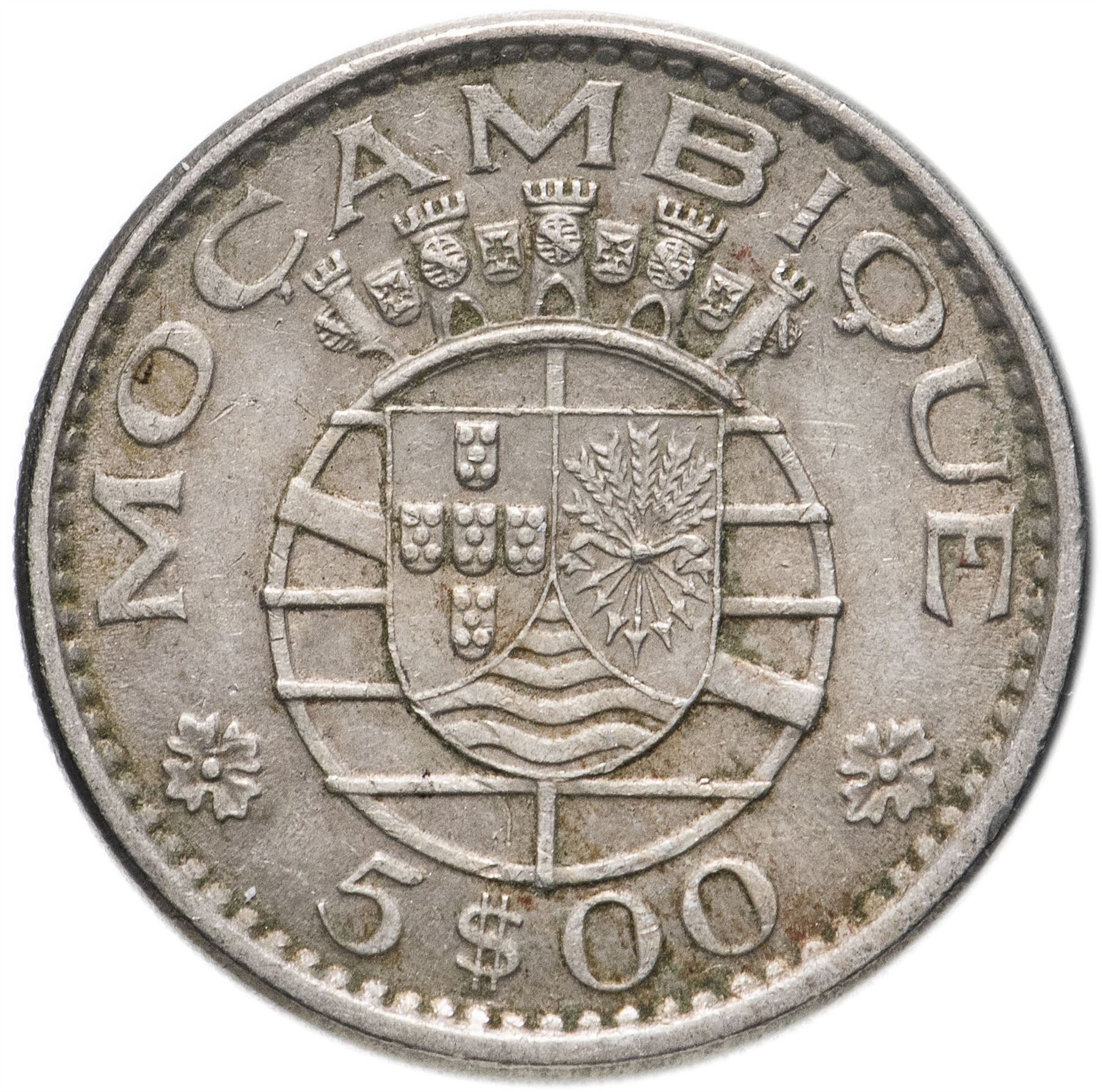 Moneta 5 Escudos Mozambico | Ordine Militare di Cristo | KM86 | 1971 - 1973