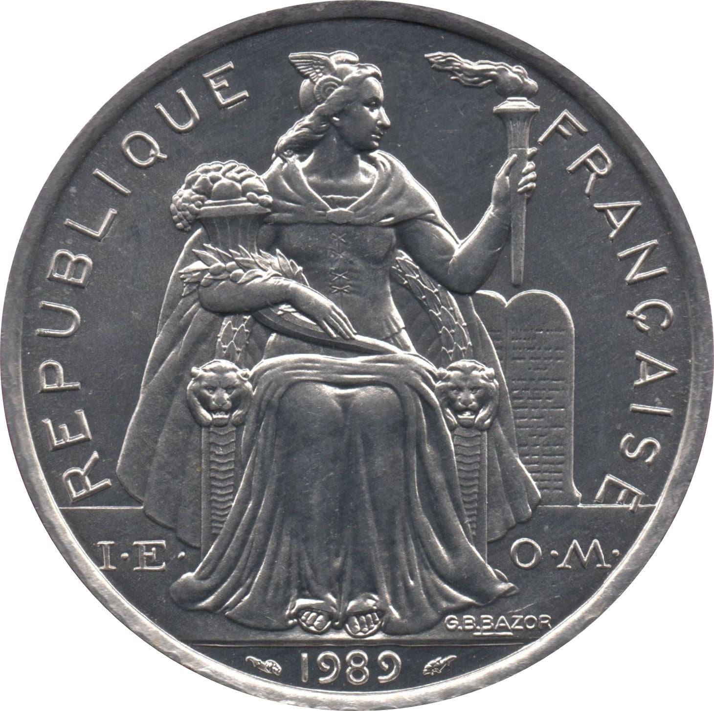 Naujosios Kaledonijos 5 frankų moneta 1983 - 2019 KM 16
