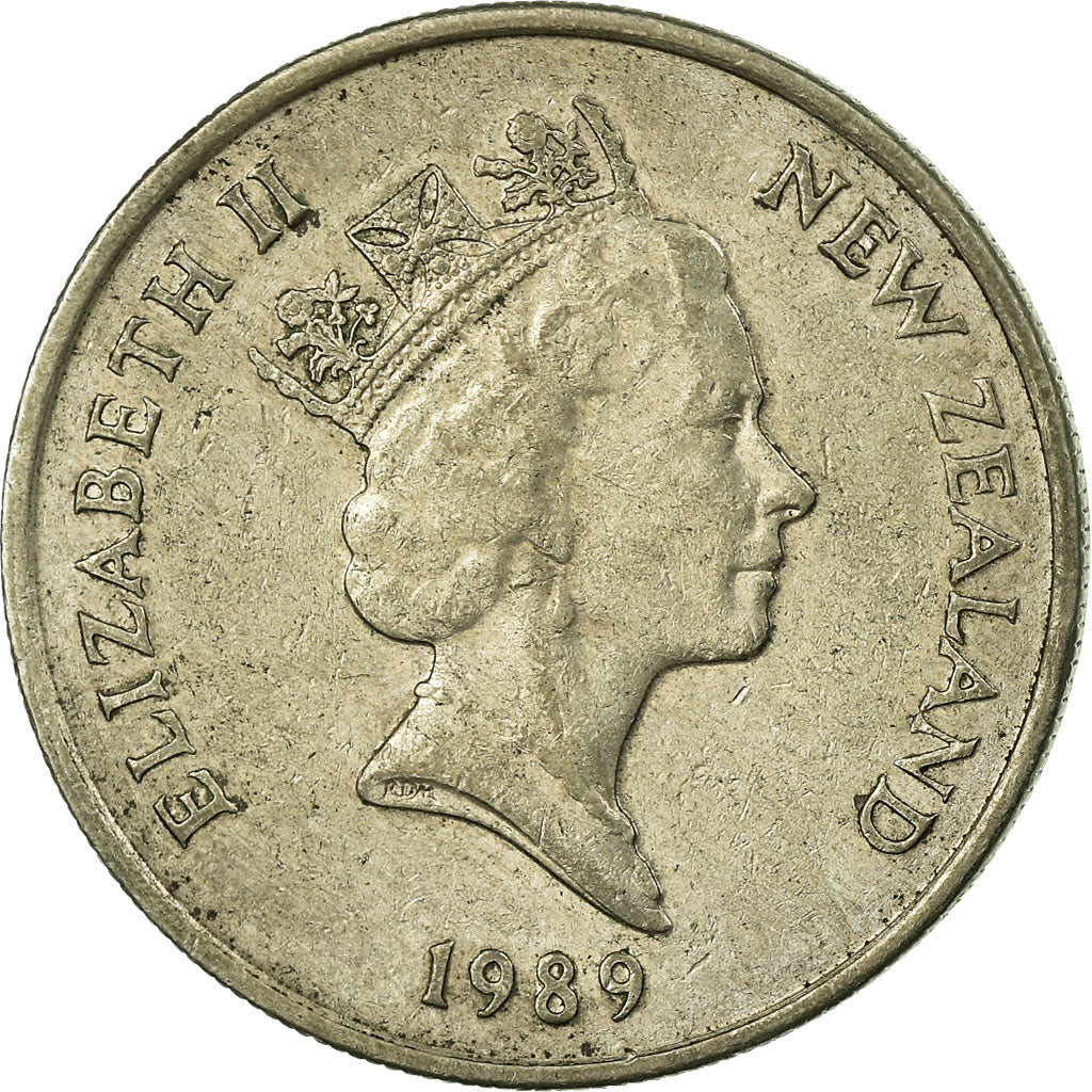 Moneta da 10 centesimi neozelandese | Regina Elisabetta II | Maschera Maori Koruru | KM61 | 1986 - 1998