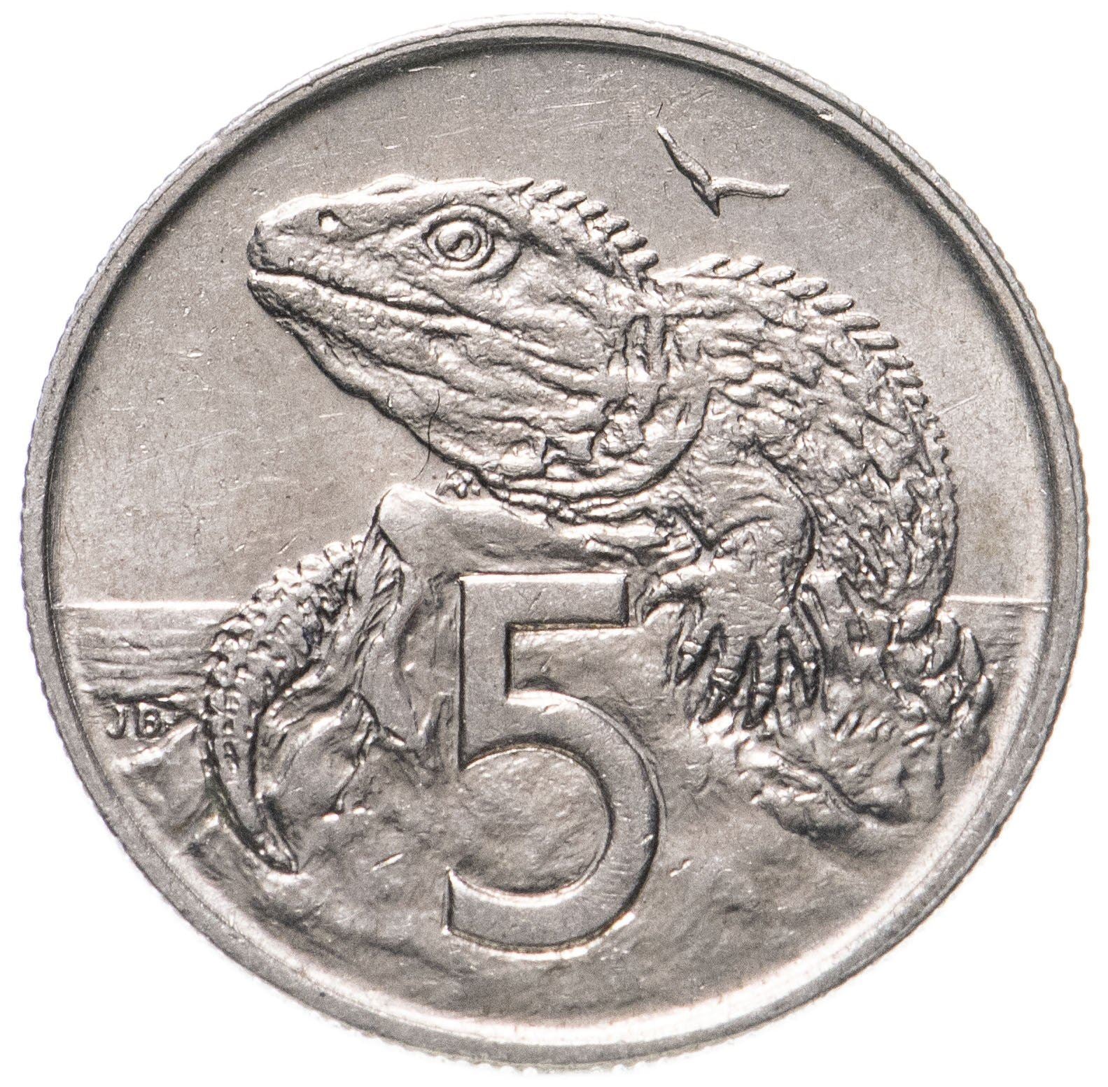 Moneta da 5 centesimi neozelandese | Regina Elisabetta II | Lucertola Tuatara | KM34 | 1967 - 1985