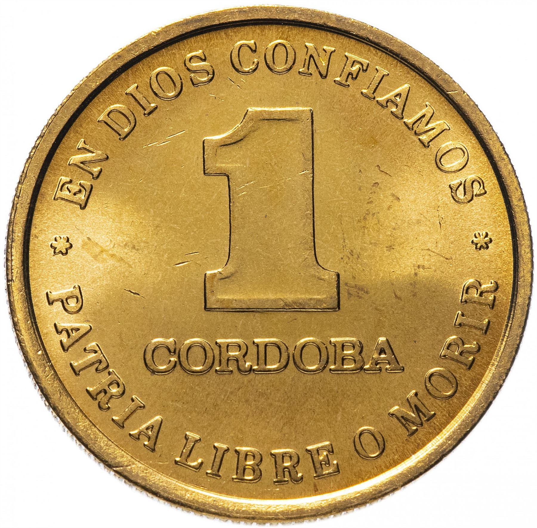 Moneda de 1 Córdoba de Nicaragua | Sombrero Panamá | KM59 | 1987