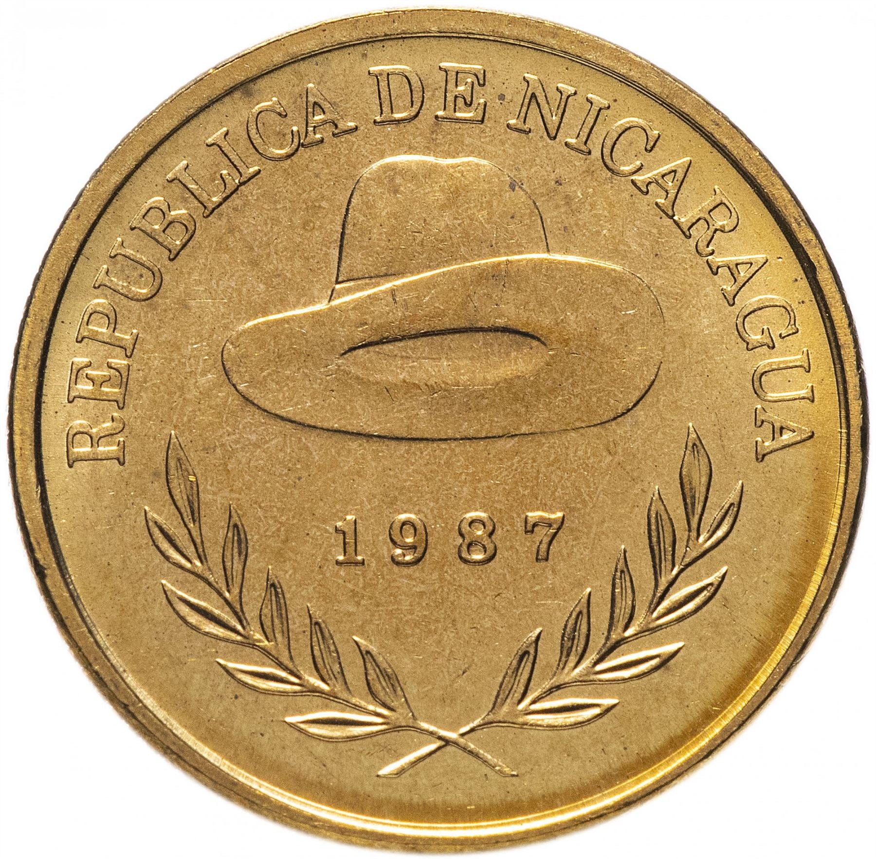 Moneda de 50 Centavos de Nicaragua | Sombrero Panamá | KM58 | 1987