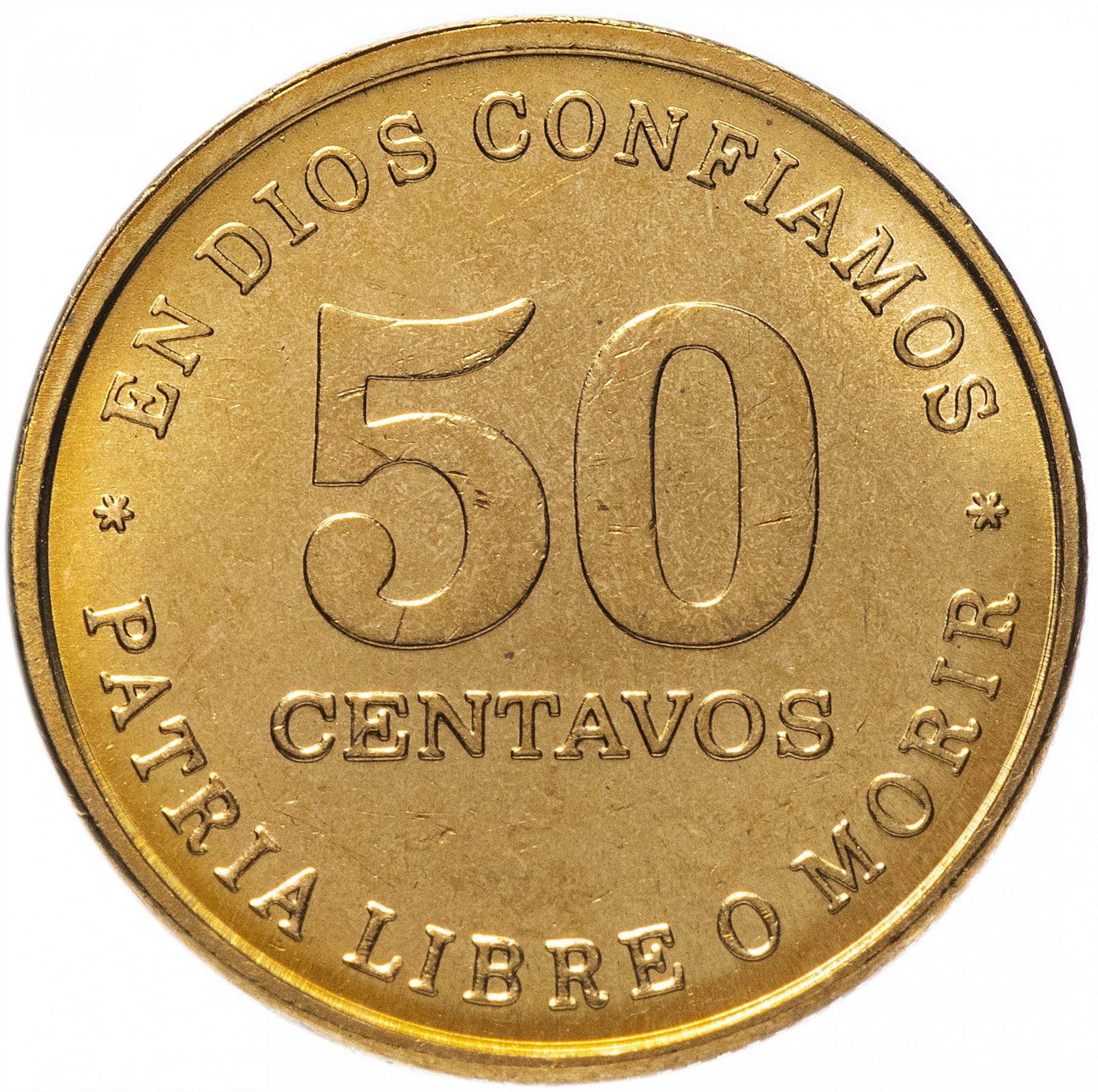 Moneda de 50 Centavos de Nicaragua | Sombrero Panamá | KM58 | 1987
