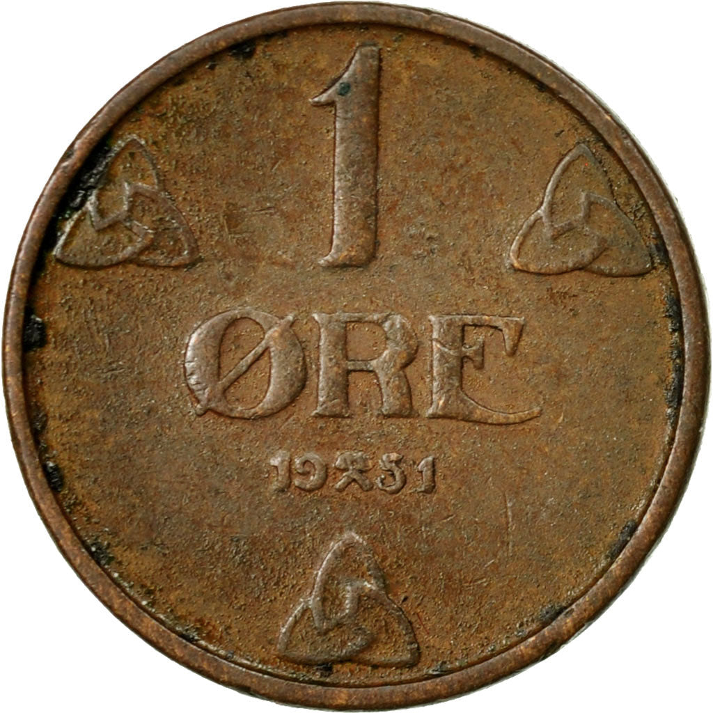 Norvegia 1 Øre - Moneta Haakon VII KM367 1908 - 1952