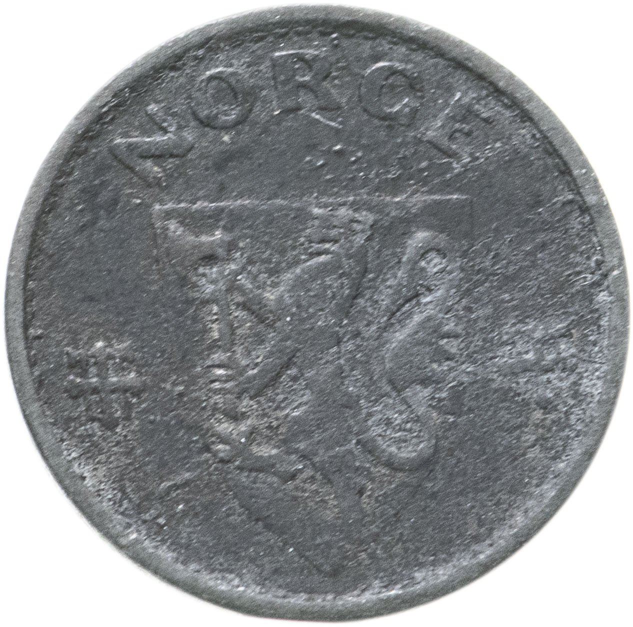 Moneda noruega de 10 minerales | Ocupación alemana de Haakon VII en la Segunda Guerra Mundial | KM389 | 1941 - 1945