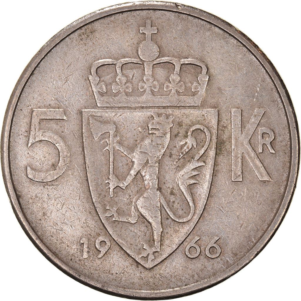 Norway | 5 Kroner Coin | Olav V | Type 1 | KM412 | 1963 - 1973