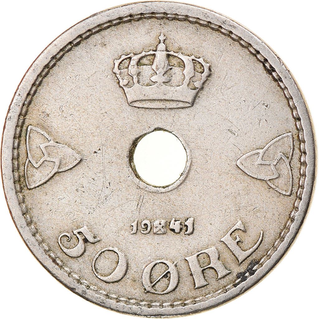 Norway | 50 Ore Coin | Haakon VII | Type 4 | KM386 | 1926 - 1949
