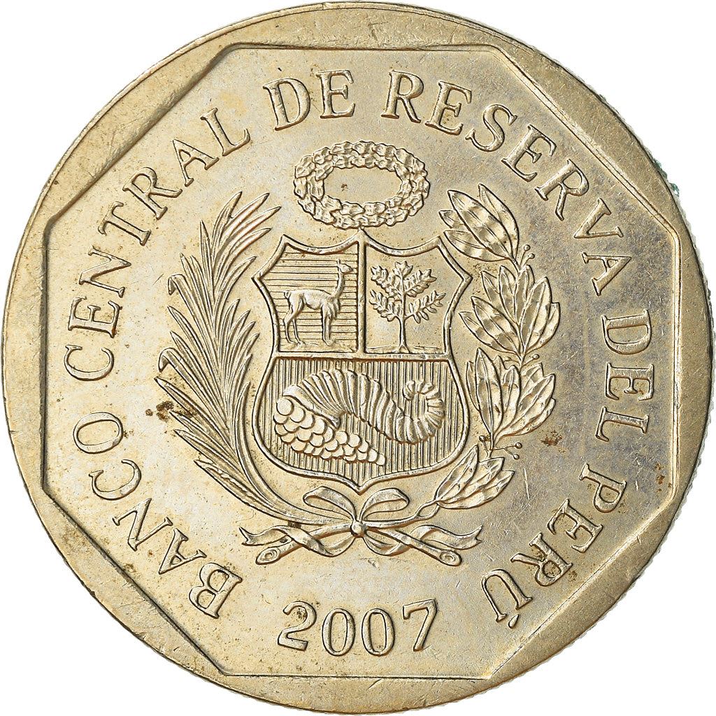 Peru 1 Nuevo Sol 1st type | Wreath Coin | KM308.4 | 2001 - 2011