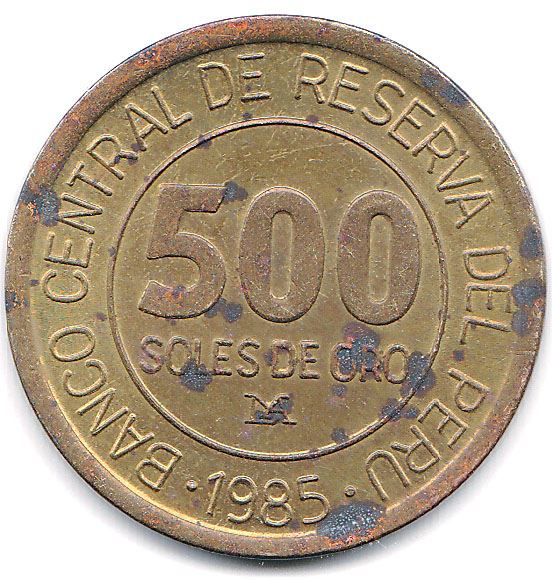 Peru | Moeda 500 Soles de Oro | Miguel Grau | KM310 | 1985