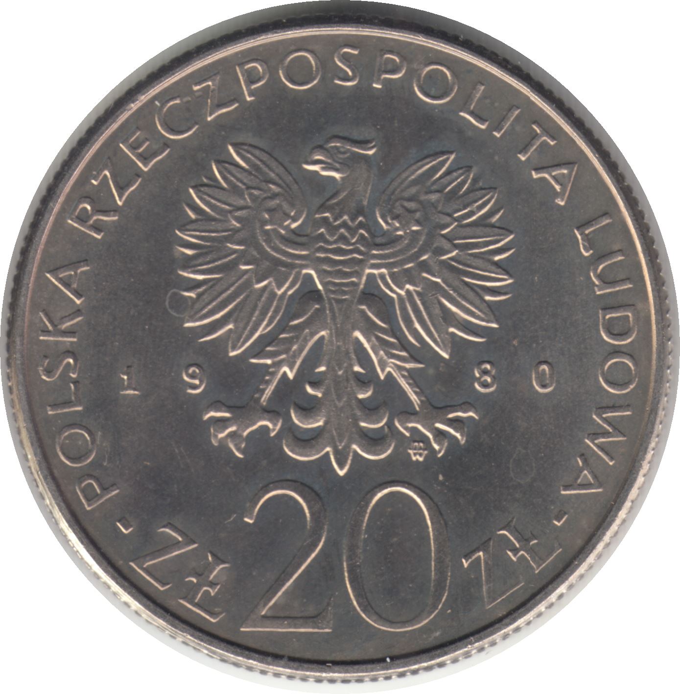Poland | 20 Złotych Coin | Dar Pomorza Ship | Eagle | KM112 | 1980