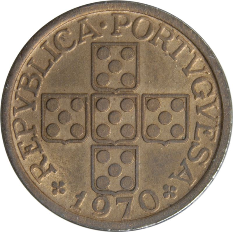 Portugal | 20 Centavos Coin | Olive Branch | Cross | KM595 | 1969 - 1974