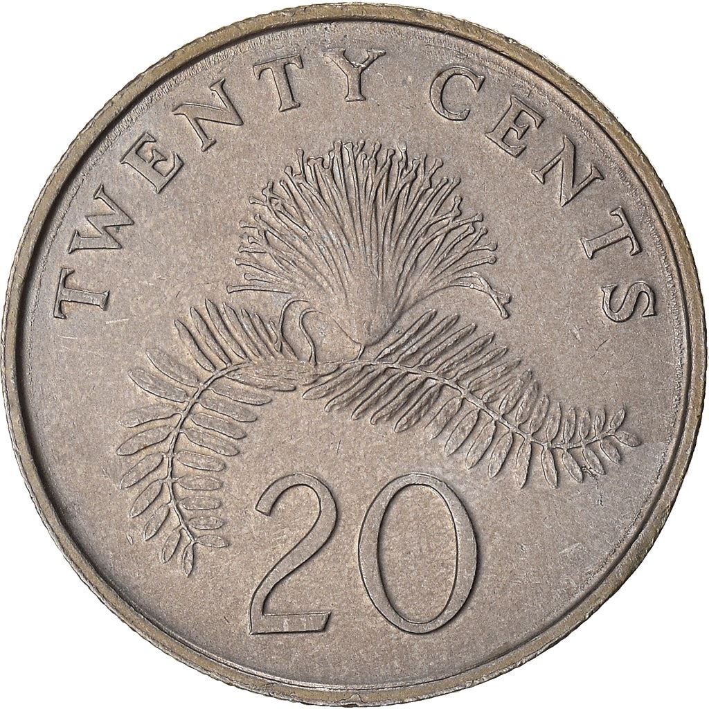 Singapore | 20 Cents Mønt | Powder-puff plante | Km:52 | 1985 - 1991