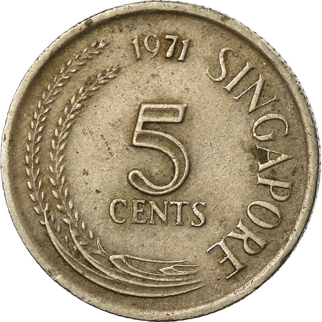 Singapore 5 Cents Coin | non-magnetic | KM2 | 1967 - 1985 Copper-nickel