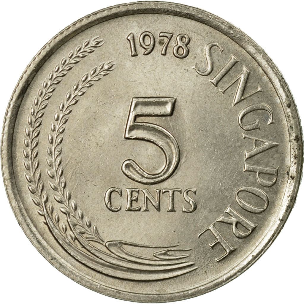 Singapore 5 Cents Coin | non-magnetic | KM2 | 1967 - 1985 Copper-nickel