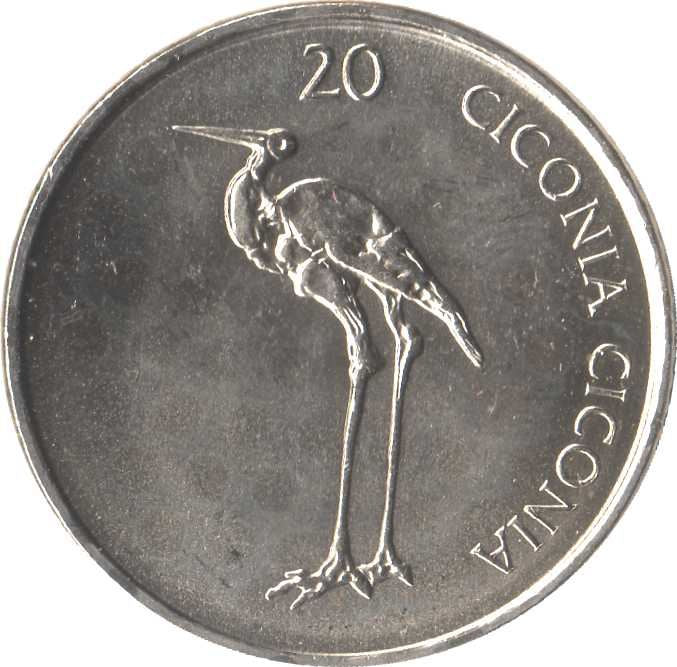 Slovenië | 20 Tolarjev Munt | Ooievaar | KM51 | 2003 - 2006