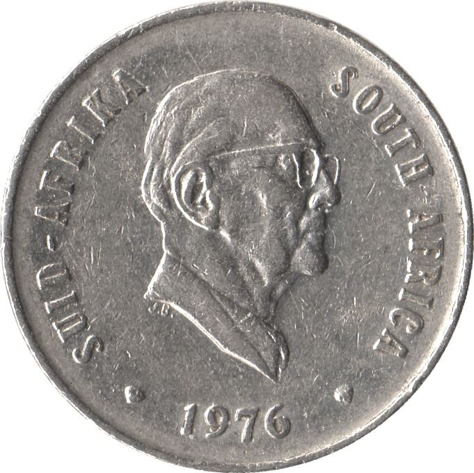 Sør-Afrika | 20 Cents Mynt | Jacobus J. Fouche | KM95 | 1976