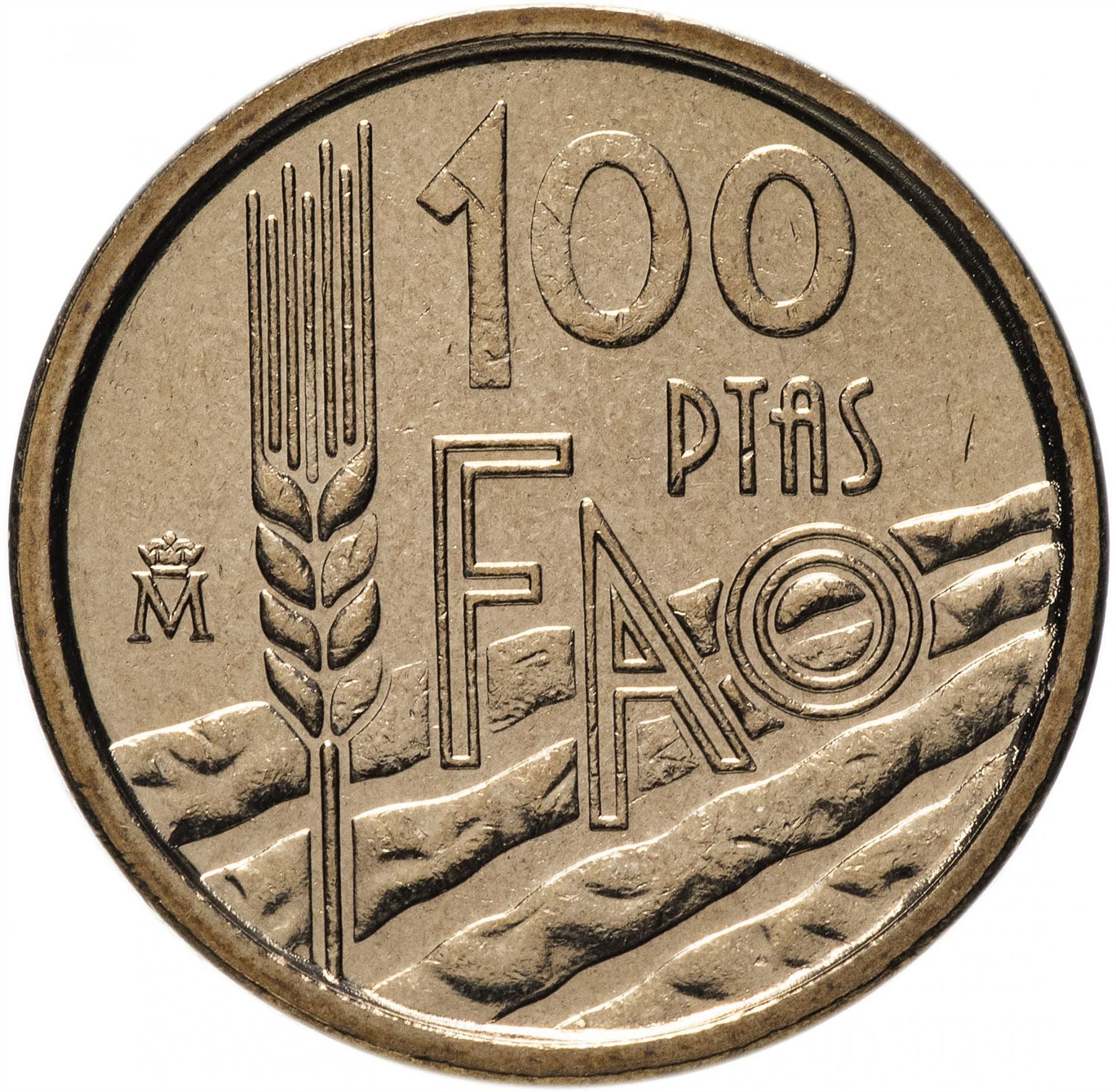 Ispanija 100 pesetų – Juan Carlos I FAO moneta KM950 1995