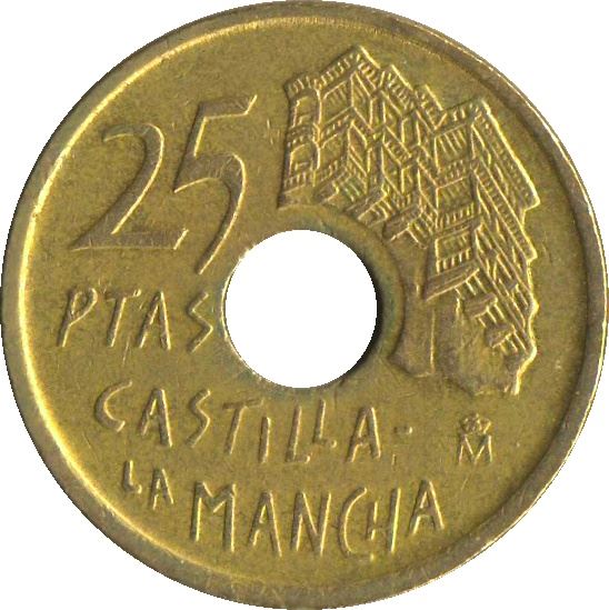 Ispanija 25 pesetų Castile-La Mancha moneta KM962 1996