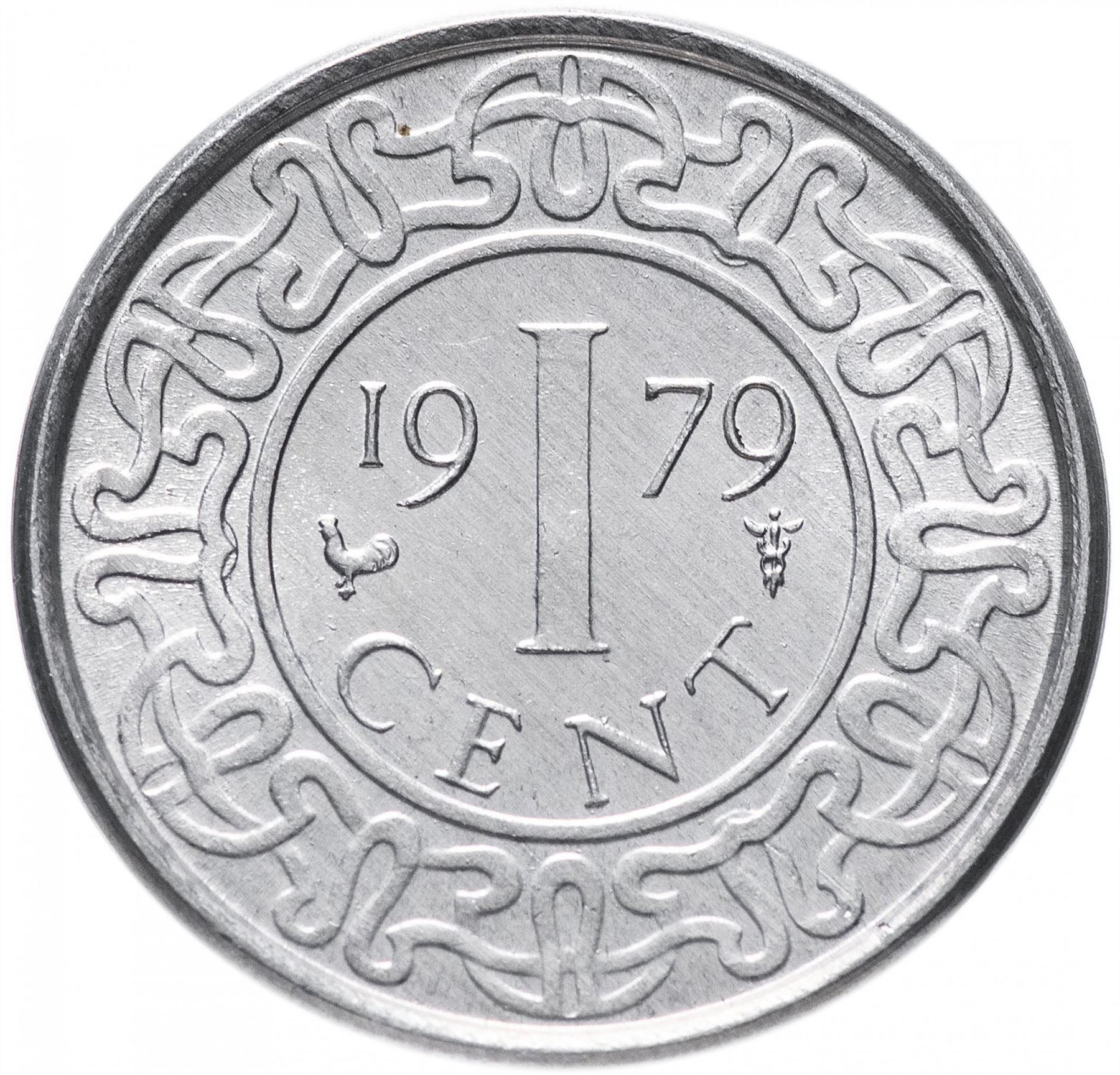 Suriname | 1 Cent Coin | Natives | Wreath | Km:11A | 1974 - 1986