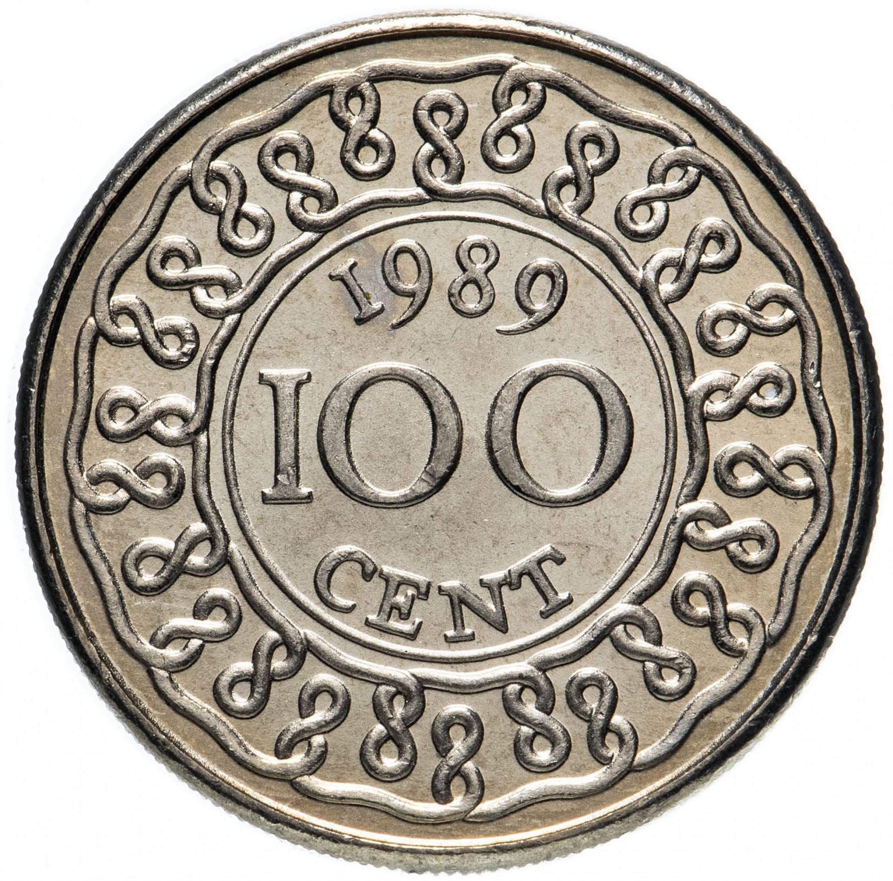 Суринам | Монета 100 центов | Венок | Туземцы | Km:23 | 1987 - 2017