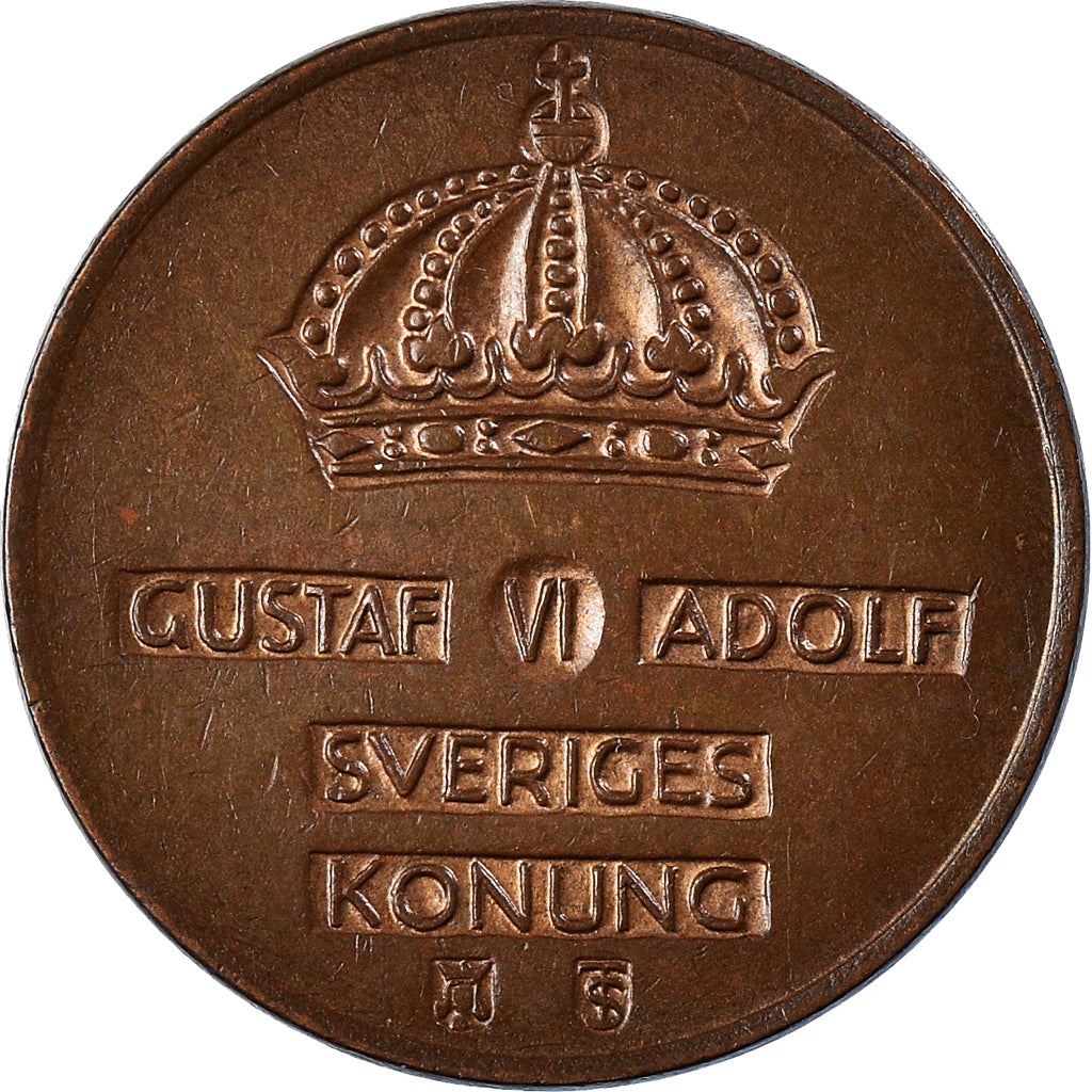 Swedish Coin 2 Öre | Gustaf VI Adolf | Crown | Sweden | 1952 - 1971