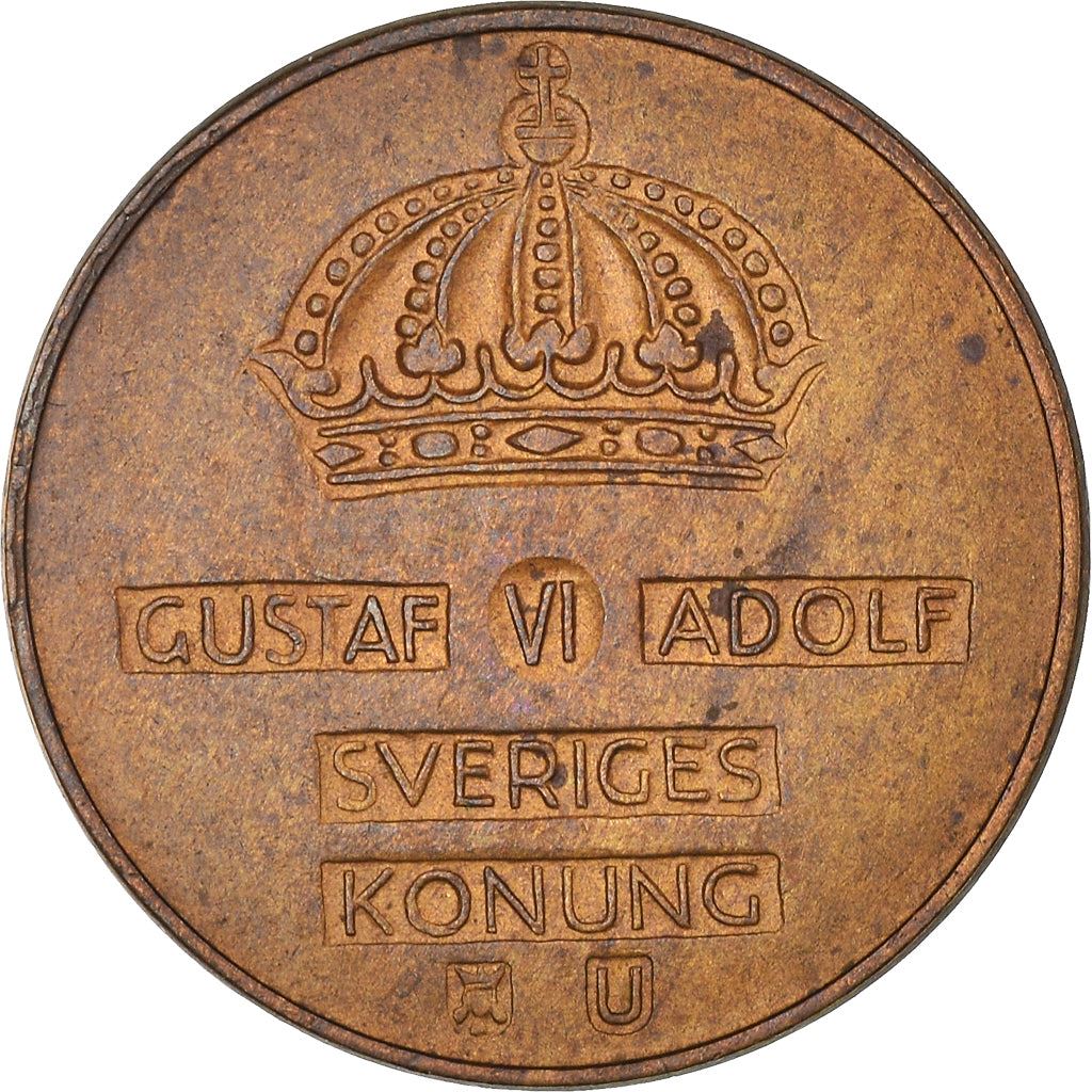 Swedish Coin 2 Öre | Gustaf VI Adolf | Crown | Sweden | 1952 - 1971