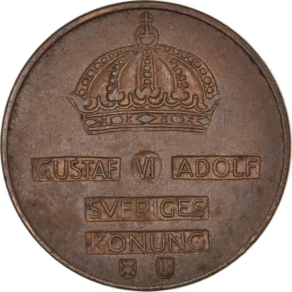 Swedish Coin 2 Öre | Gustaf VI Adolf | Crown | Sweden | 1952 - 1971
