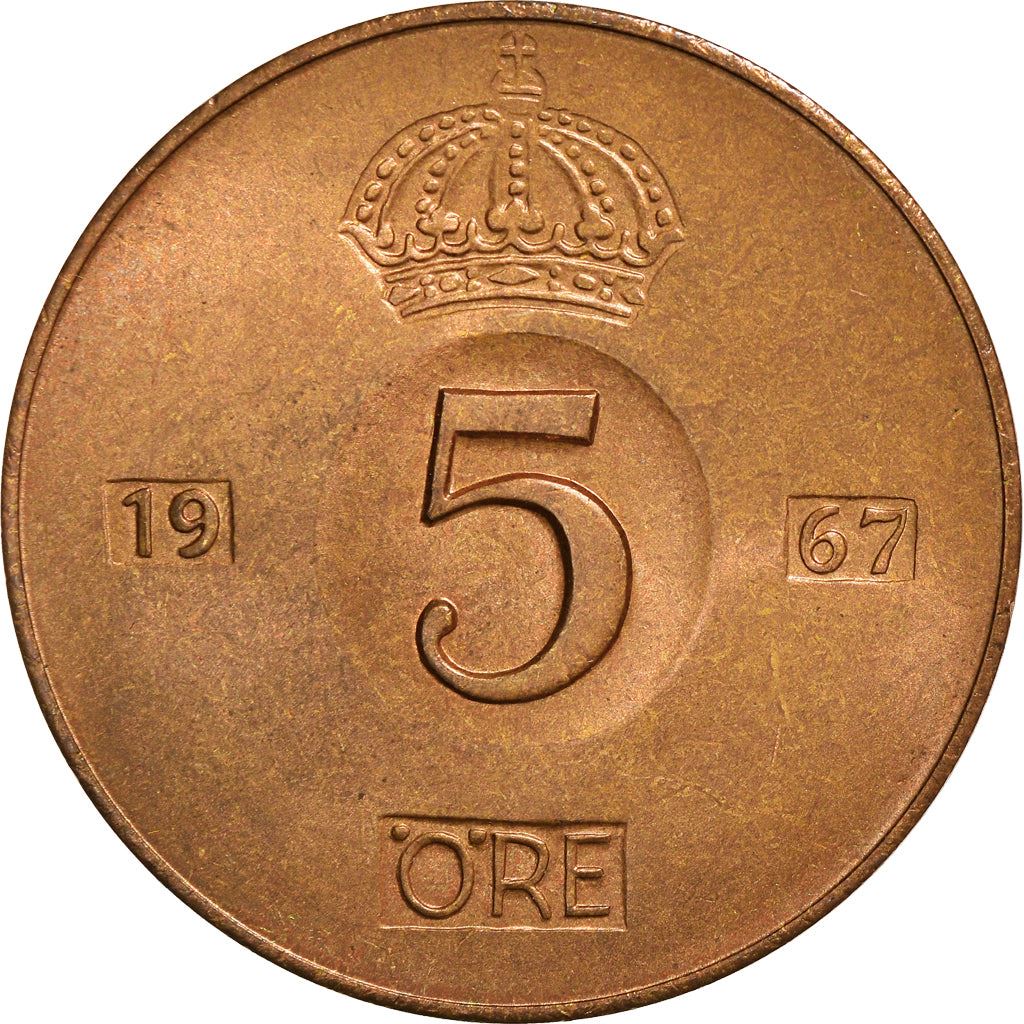 Swedish Coin 5 Öre | Gustaf VI Adolf | Crown | Sweden | 1952 - 1971