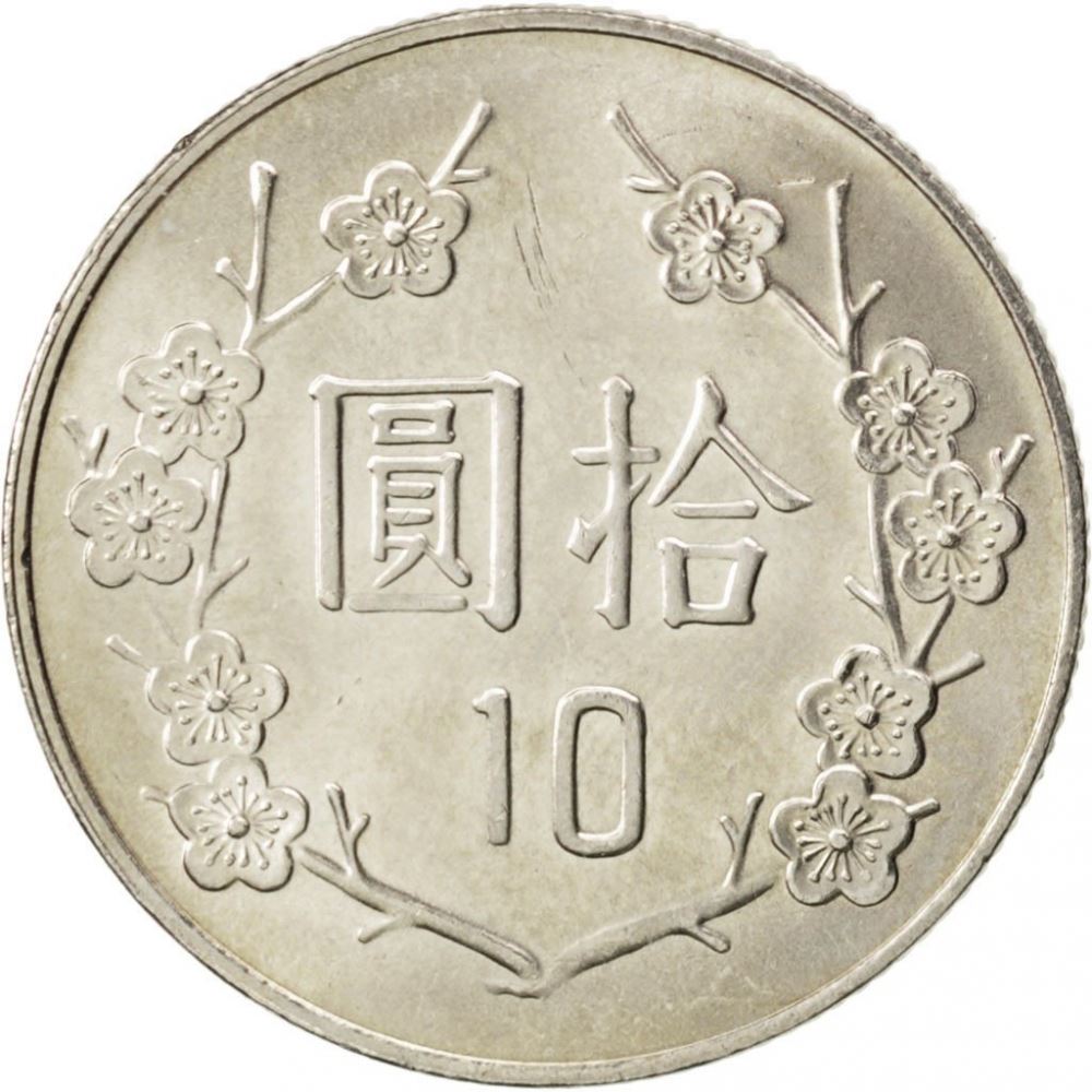 Taiwan | 10 Nya Dollars Mynt | Chiang Kai-shek | Y:553, Schön:23 | 1981 - 2010