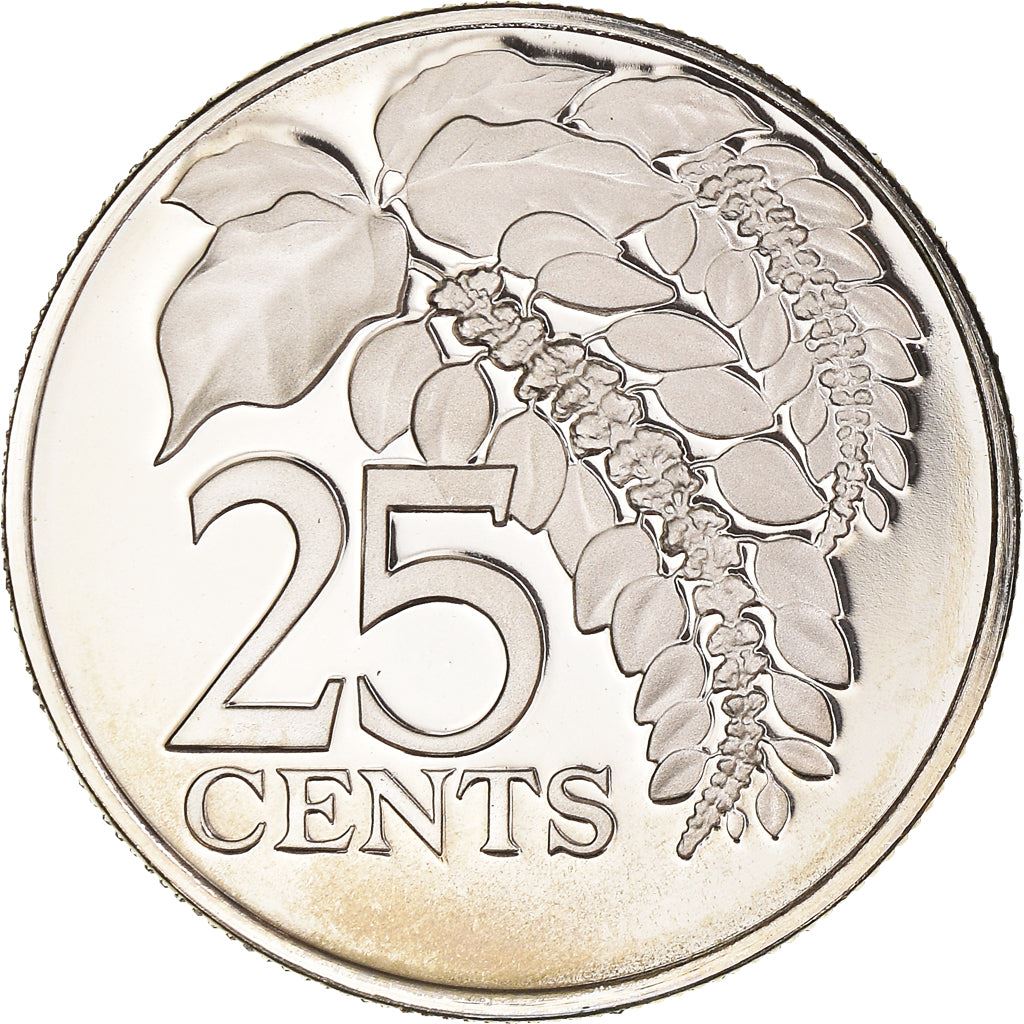 Trinidad and Tobago 25 Cents Coin | Warszewiczia Coccinea | KM32 | 1976 - 2017