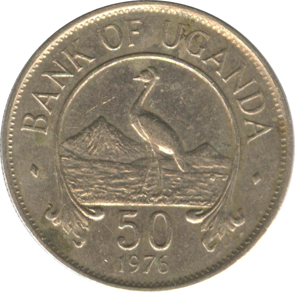 Uganda | Moneda de 50 centavos | Grulla coronada gris | KM4a | 1976