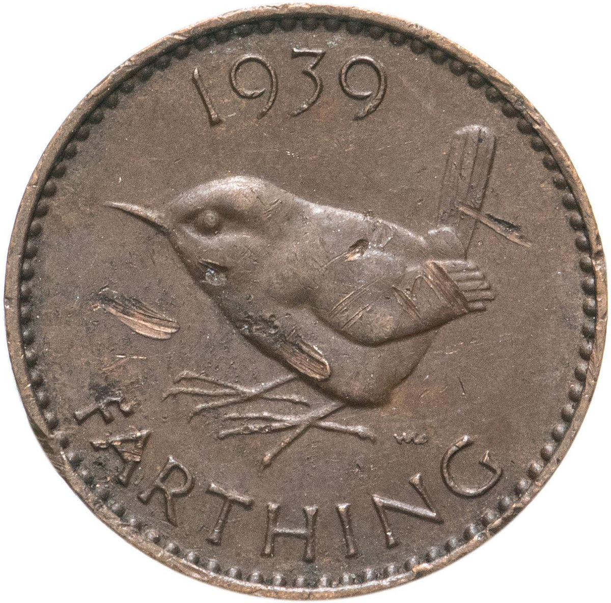 Storbritannia | 1 Farthing mynt | Eurasisk gjerdesmett | KM:843 | 1937 - 1948