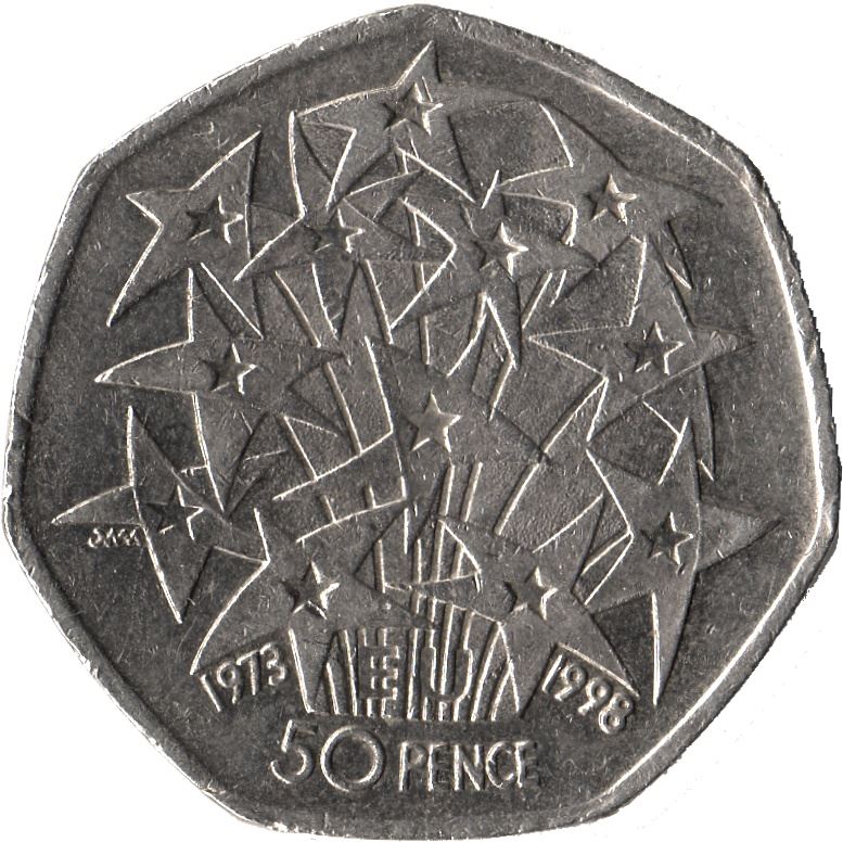 Vereinigtes Königreich | 50 Pence Münze | Elizabeth II 4. Porträt | Europäische Union | 1998 - 2009