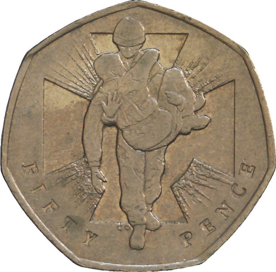 Vereinigtes Königreich | 50 Pence Münze | Elizabeth II | 4. Porträt | Victoria-Kreuz | Soldat | 2006 - 2009