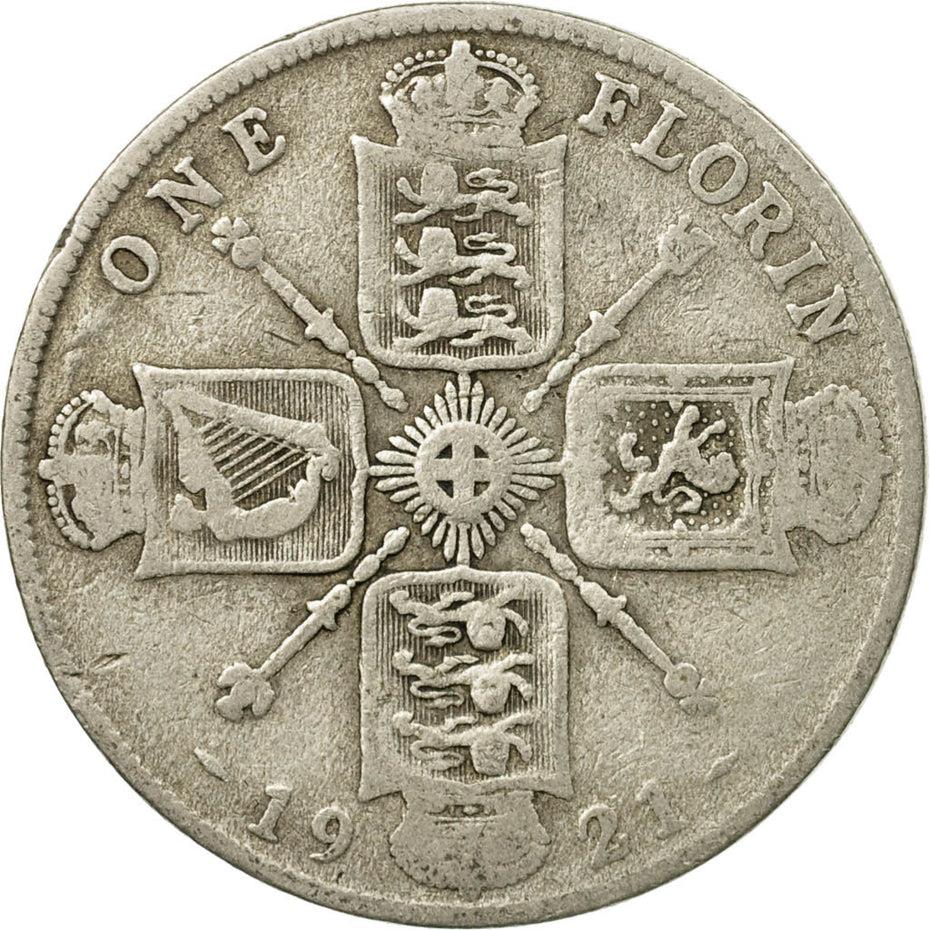 United Kingdom | 1 Florin Coin | George V | KM:817a | 1920 - 1926