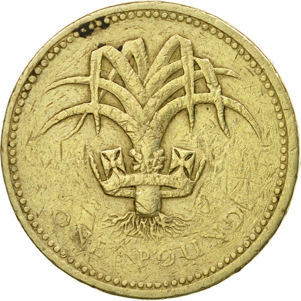 United Kingdom | 1 Pound Coin | Welsh Leek | KM:941 | 1985 - 1990
