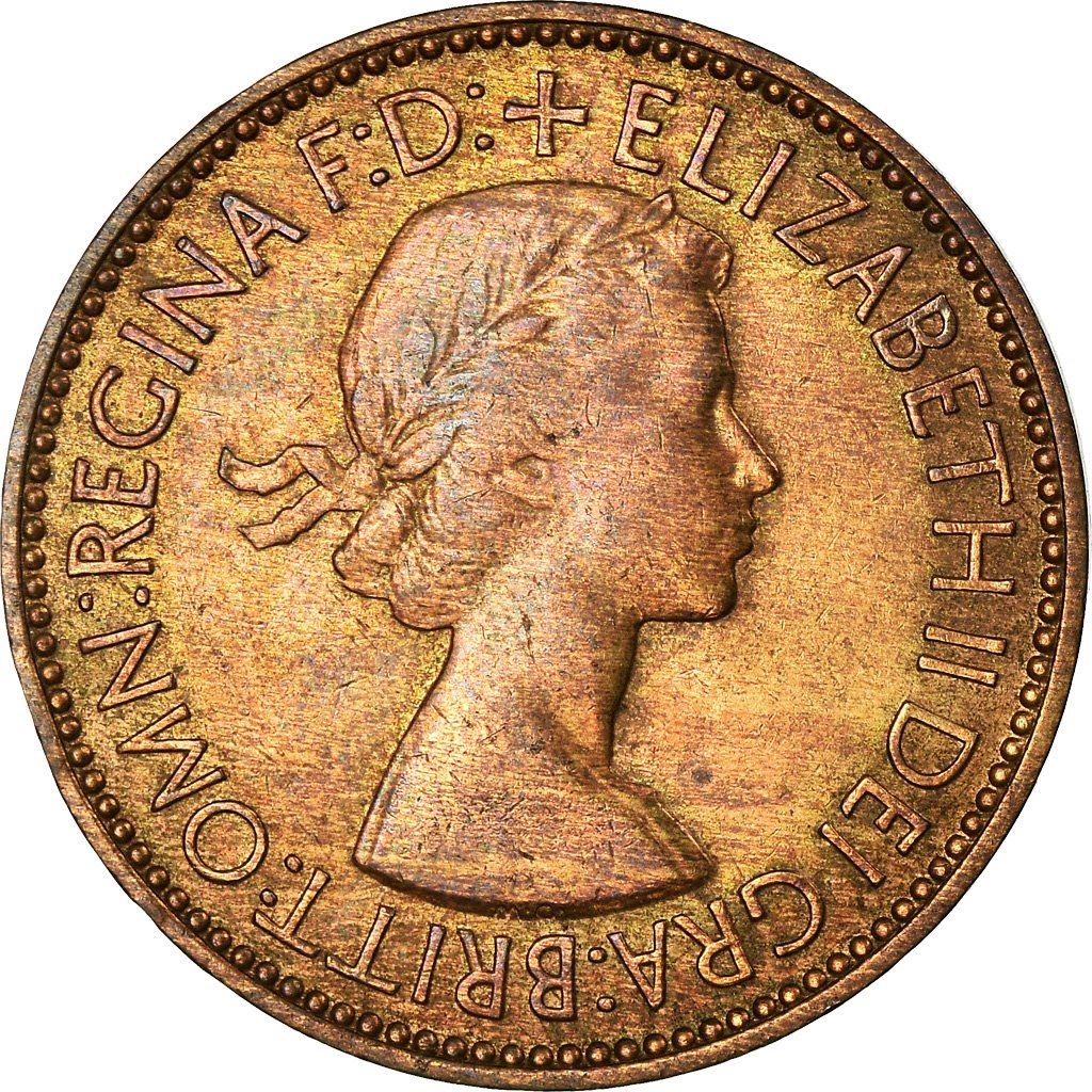 United Kingdom | 1/2 Penny Coin | Elizabeth II | KM:882 | 1953