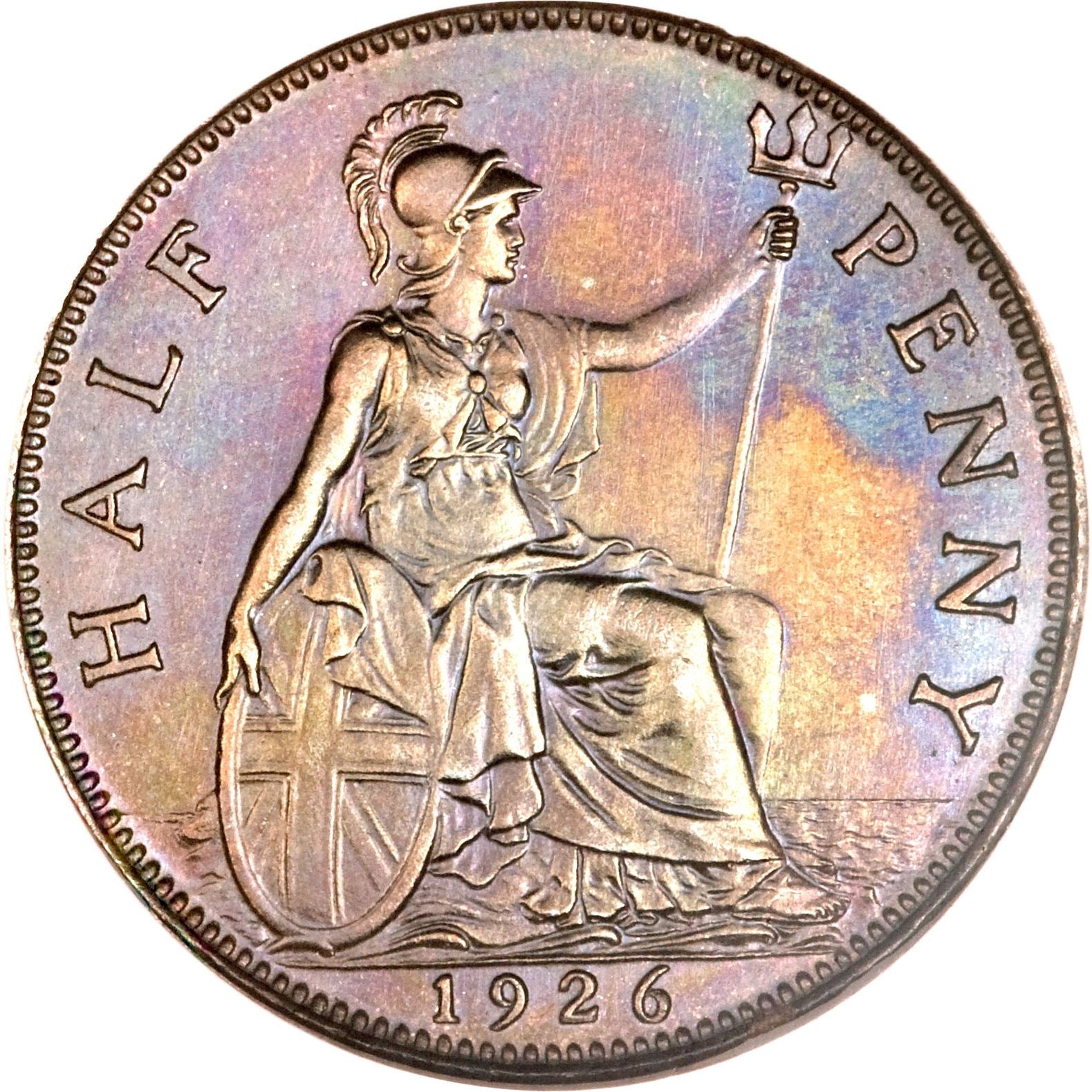 United Kingdom | 1/2 Penny Coin | George V | KM:824 | 1925 - 1927